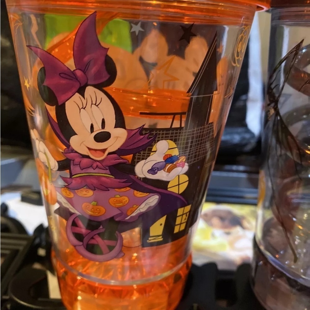3 Disney Mickey & Minnie Jack Skellington Light Up Flashing Dome Top Cup & Straw - Picture 2 of 6